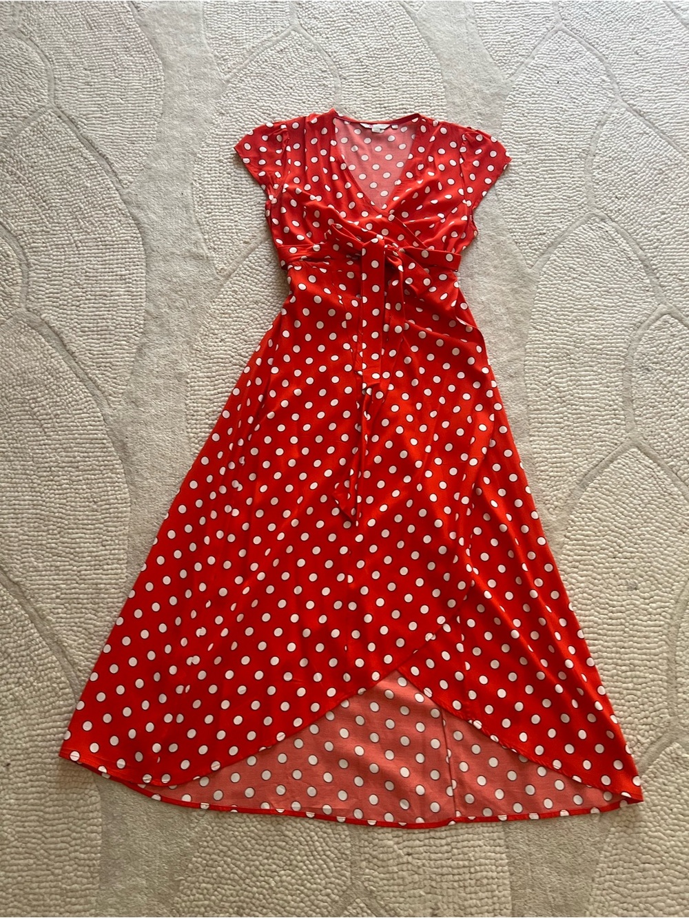 Boden Red Polka Dot Wrap High-Low Dress - Picture 5 of 7